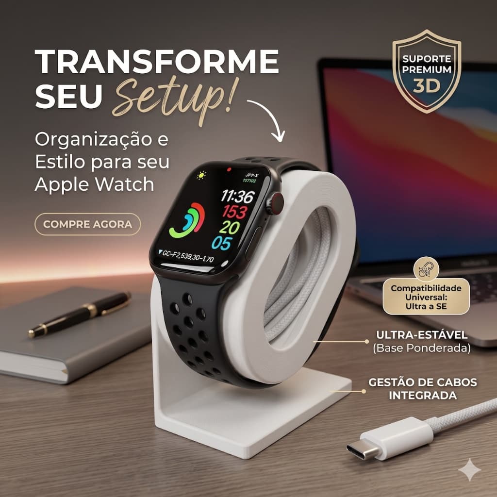 Suporte Dock para Carregamento Apple Watch (38mm a 49mm) Organizador De Mesa Estação De Carga Apple Watch Ultra Premium
