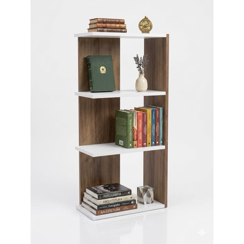 Estante de Livros Multiuso Amadeirada 4 Nichos Design Moderno Sala e Quarto Medidas 85x40 Organizadora Vertical Luxo