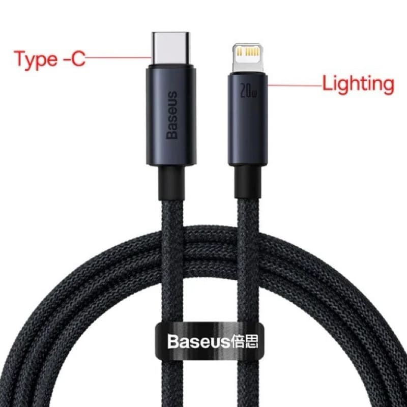 Cabo com conector TIPO C - em uma ponta e lightning (para iPhone) na outra. - Para carregadores com porta Tipo C (USB-C)