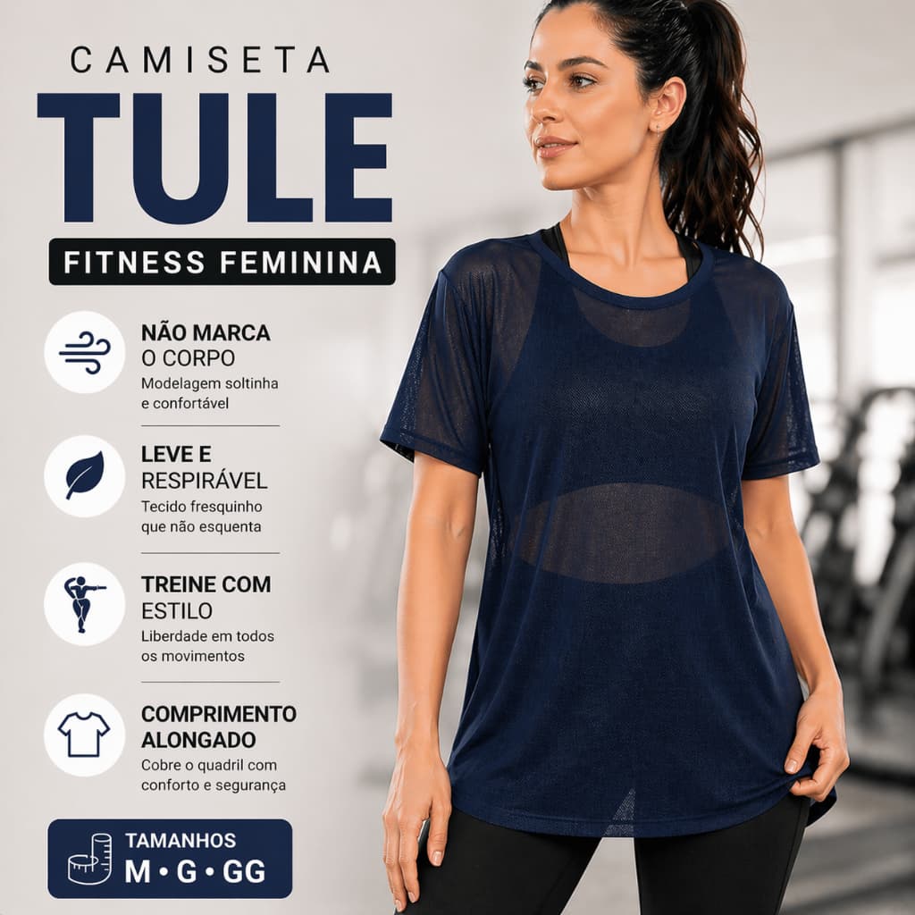 Blusa Feminina De Tule Transparente Academia Fitness Camisão Fitness Blusinha Furadinha Telinha