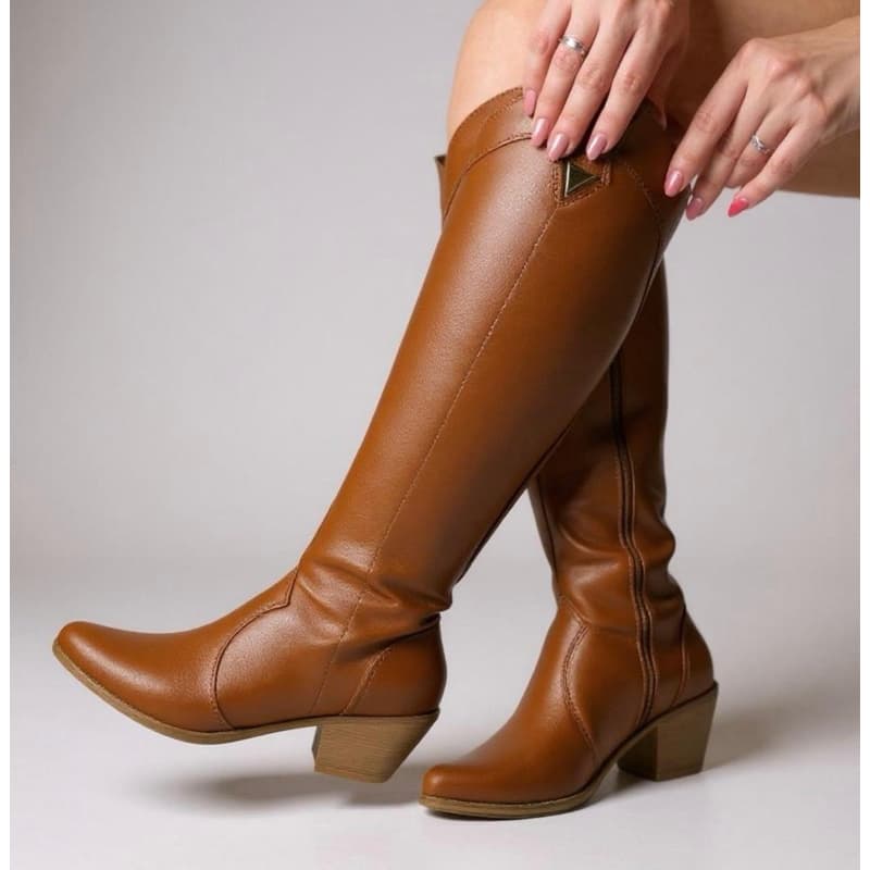 Bota Feminina Texana Western Country Salto Cano Alto Longo Confortável Atual Boiadeira junina rodeio