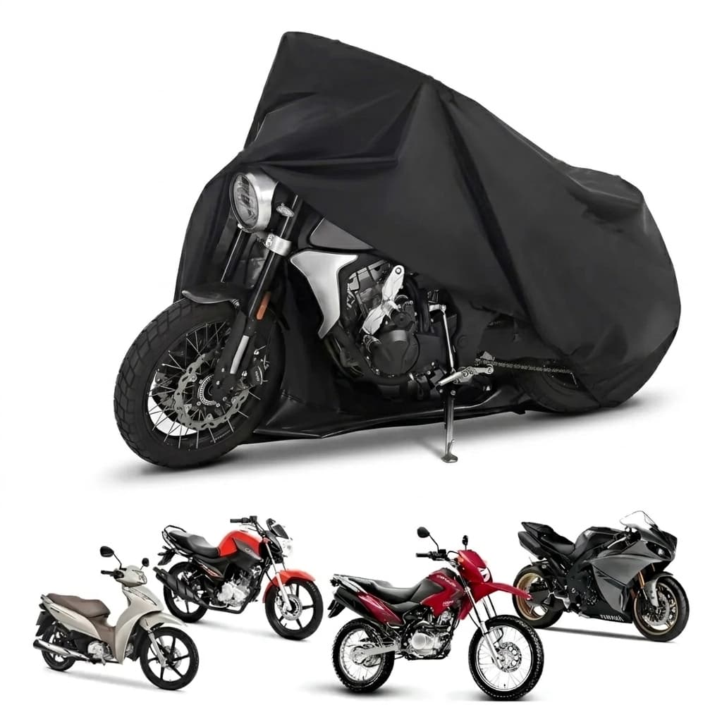 Capa de Cobrir Moto em Couro Forrada Impermeável Anti-Uv Protetora Anti-Risco Com Bolsa Grátis
