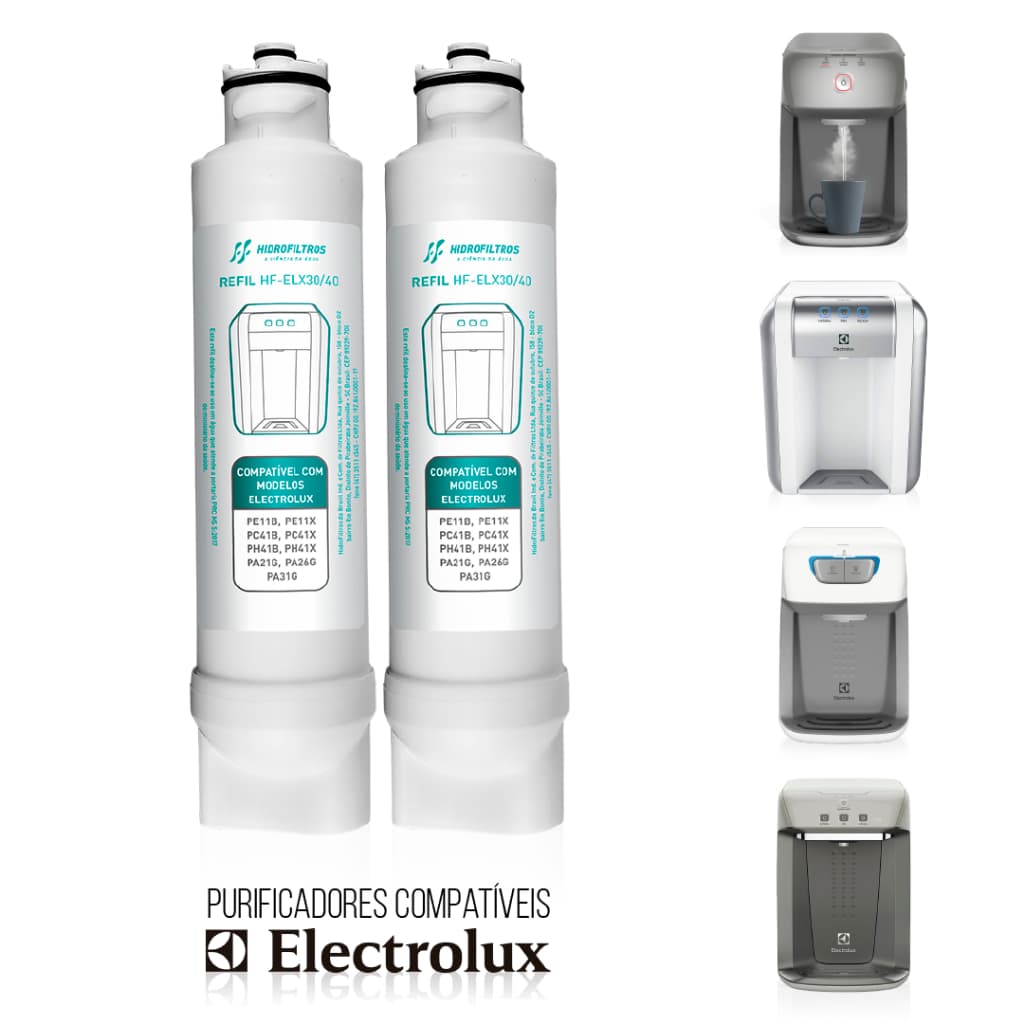 Refil 2 ou 1 Filtro Purificador Compatível Electrolux PE11X PE11B PA21G PA31G PC41B PC41X PH41B