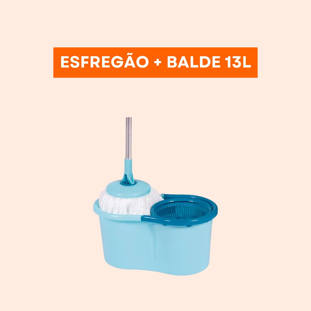 MOP Limpeza Prática Esfregão com Balde de 13L MOR