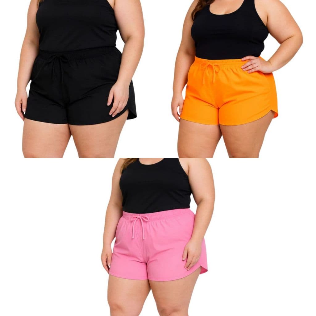 Kit 3 Shorts Feminino Tactel Moda Praia Piscina Várias Cores