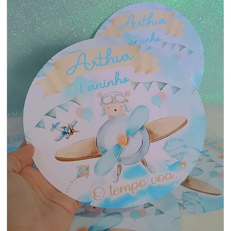Kit 15/ 20/ 30/ 50 unidades de Sousplat O tempo voa Festa Personalizado Papel Fotográfico 230g Resistente – Luxo