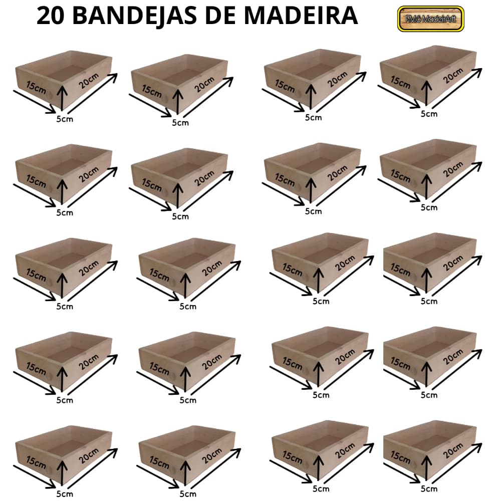 20 Bandejas - Cestas de madeira pinus PP para presente dia das mães, pais e namorados ENVIO IMEDIATO