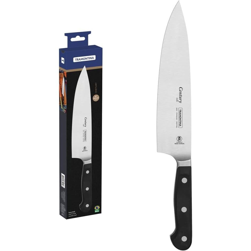 Faca Chef Tramontina Century Lançamento C/Lâmina Em Aço Inox Cabo Em Policarbonato Fibra De Vidro 8"