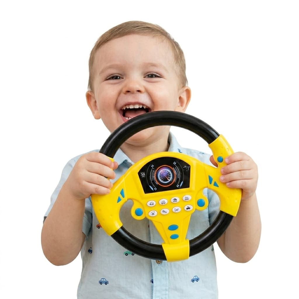 Volante de Brinquedo com Botões Interativos Efeitos Sonoros para Bebês com Músicas