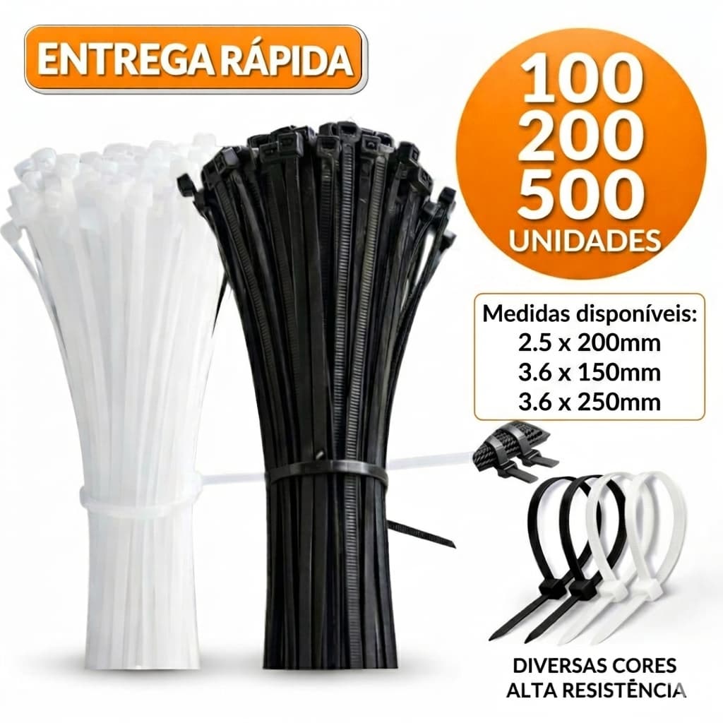 Kit Abraçadeira Nylon Enforca Gato Cintas Plásticas Super Resistente Presilha 100 200 500