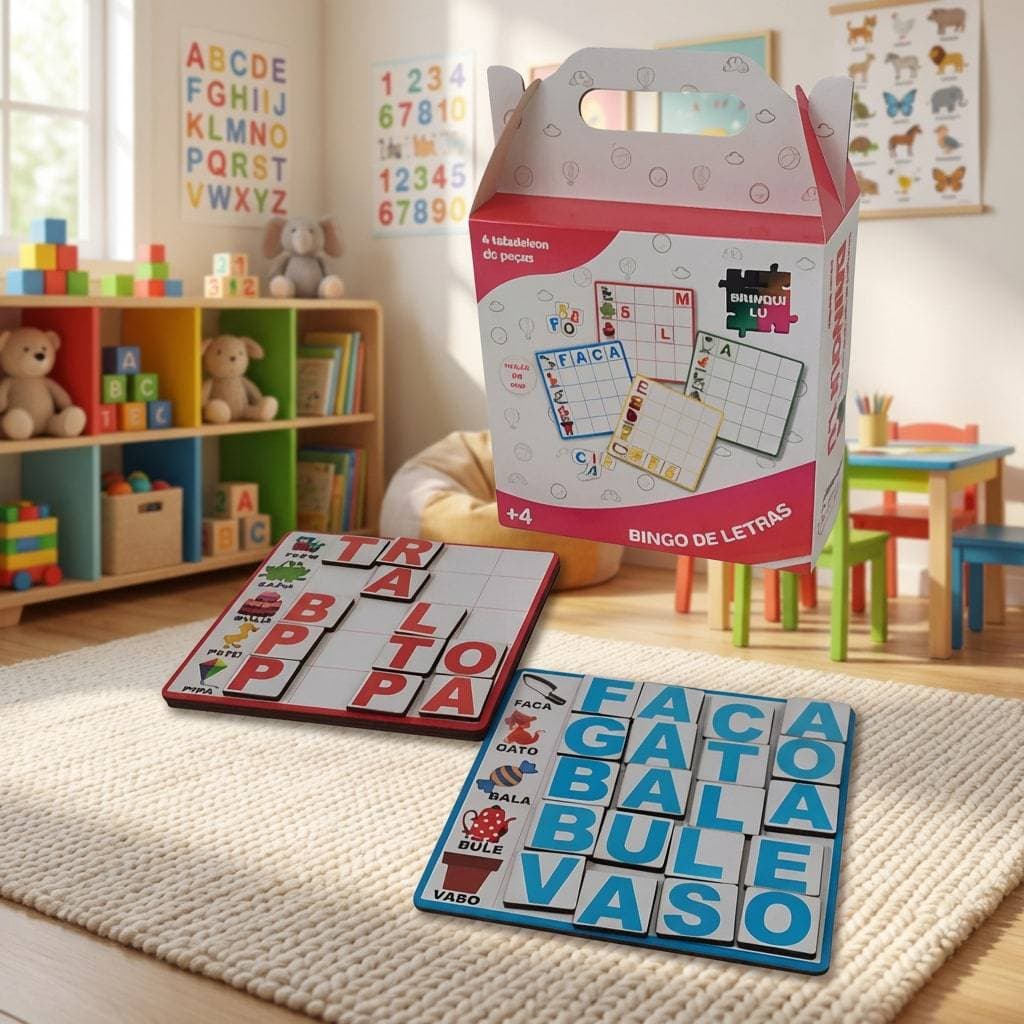 Jogo Bingo de Letras Para Aprendizado Infantil Educativo Divertido Pedagógico