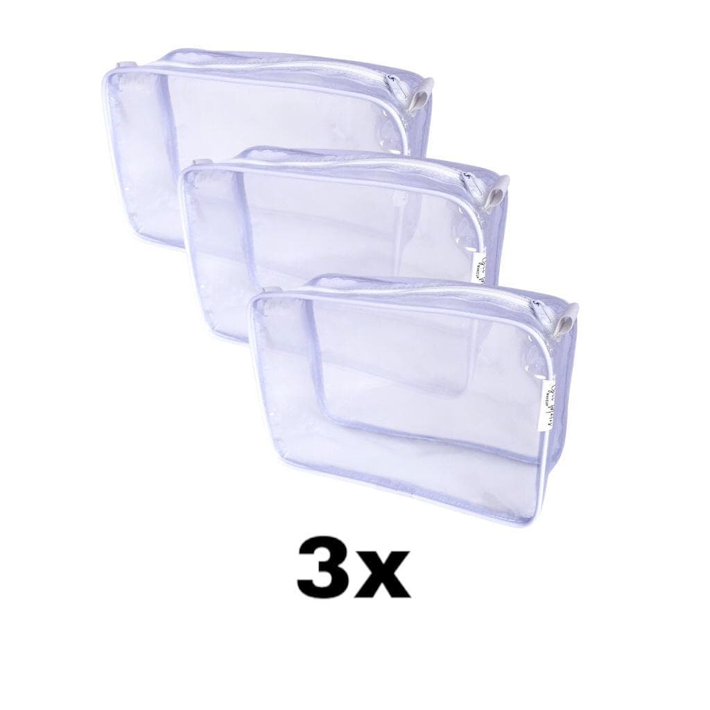 Kit com 3 necessaire transparente e GELO 23X15