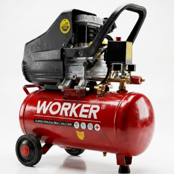 Compressor de Ar Portátil Worker 20 Litros 1.5HP 220V 8 Bar CAW020 Profissional com Rodas