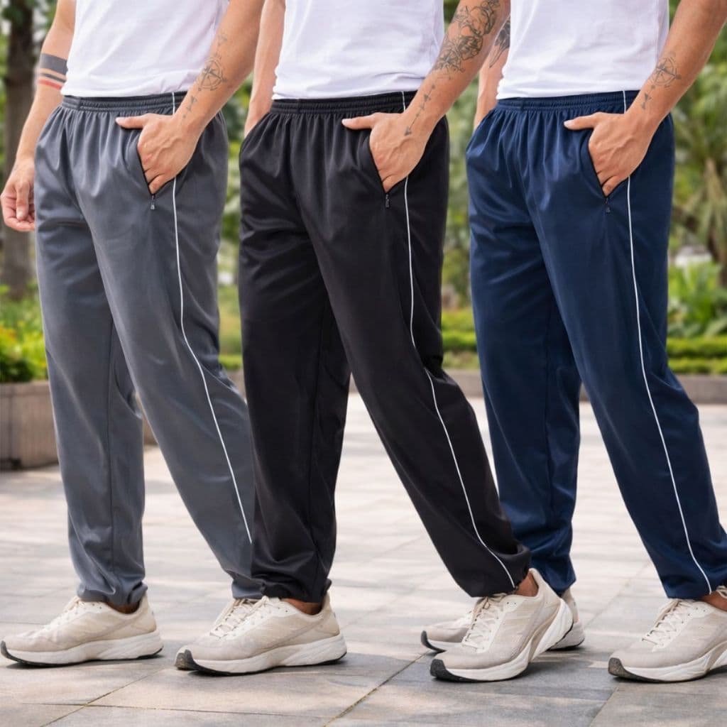 kit3 Calça Poliester chimpa Flanelado  Com Bolso e Zipper lateral-Para Caminhada Treino Unisex Inverno