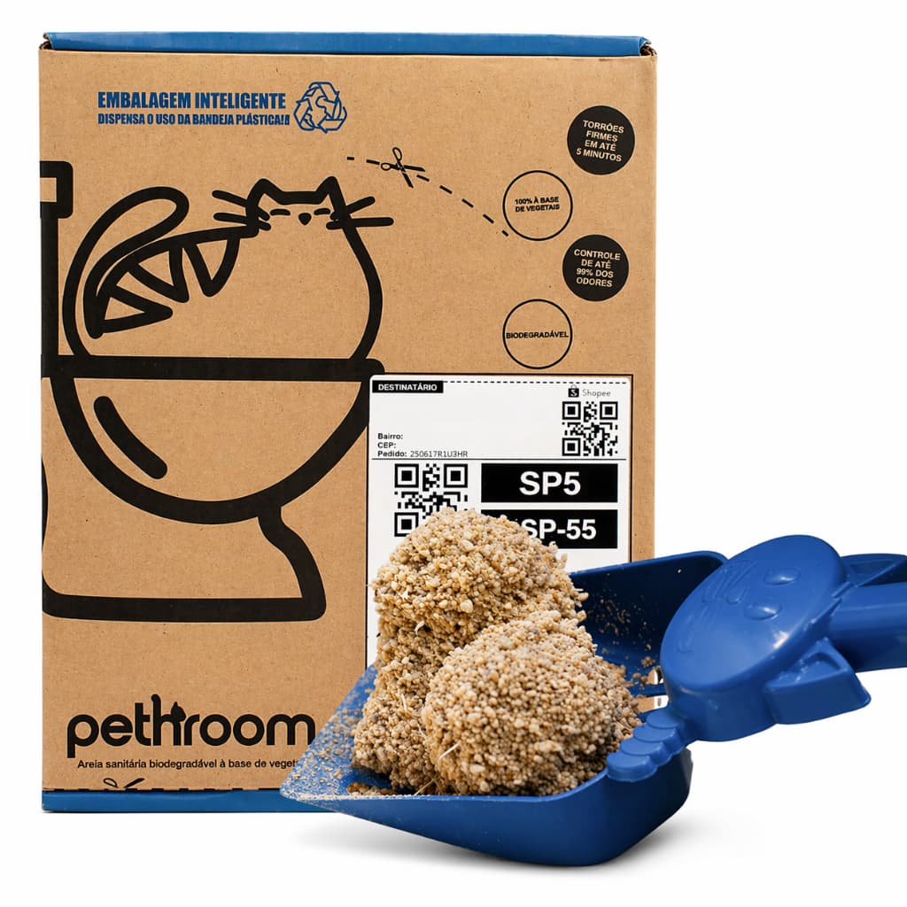 Areia Sanitaria para Gatos de Mandioca 2,7 KG Biodegradavel Hipoalergenica