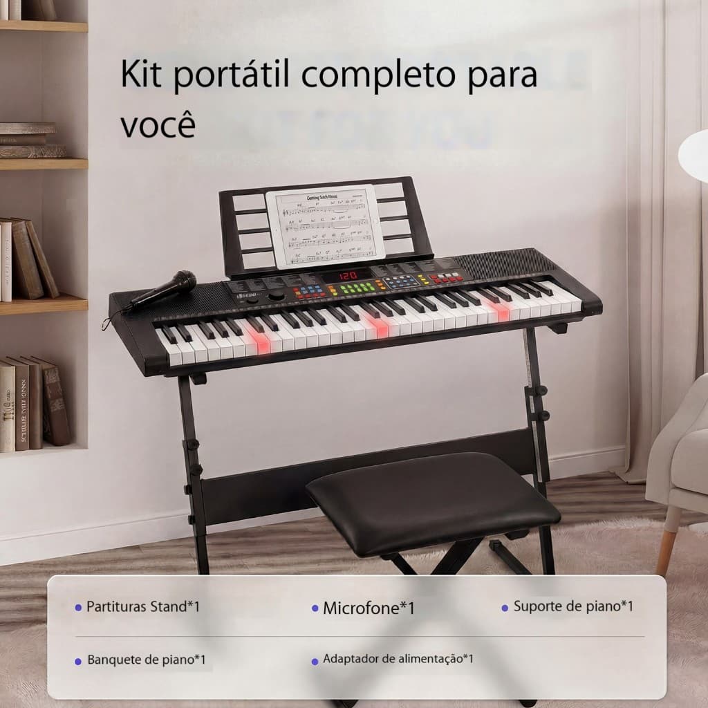 VEDO 61-Key digital Piano, Electric Piano Keyboard kit, 256 timbres, 256 Rhythms, Including Piano Stand