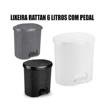 Lixeira Plástica Rattan 6L com Pedal - Design Elegante e Fácil de Limpar