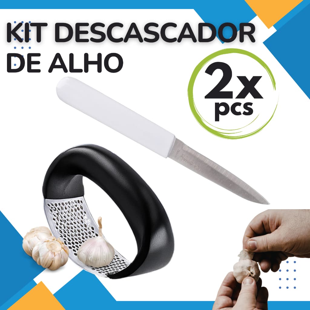 Faquinha Amassador de Alho Kit Descascador Faca Cozinha Utensílios Multiuso Espremedor Comida