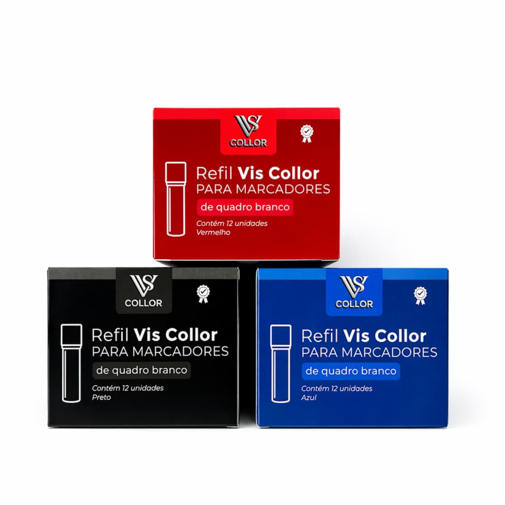 Kit 3 cxs Com 12 -  Refil Master - 36 Recargas para Pincel de Quadro Branco VisCollor + Brinde