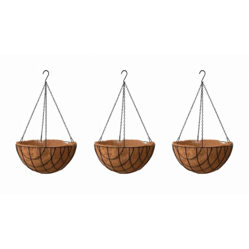 Kit 3 Vasos Fibra de Coco Natural 20cm Top Garden Suspenso Jardim Varanda Resistente Ecológico