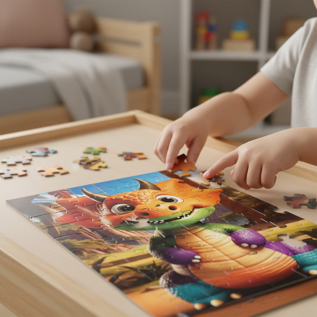 Jogo Didatico Educativo Pedagógico Quebra Cabeça Infinito 96 Pçs Dinossauro Cachorro 4 Em 1 Infantil