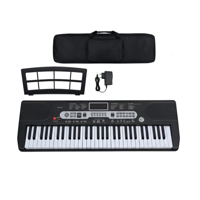Piano de 61 teclas para iniciantes, piano elétrico sensível ao toque para iniciantes, teclado portátil, com suporte para
