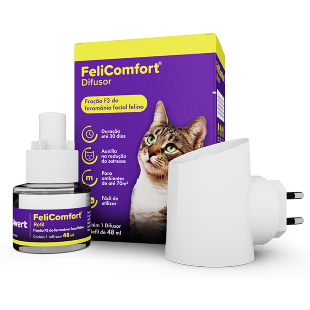 Feromônio Felicomfort Difusor + Refil 48ml Gatos | Reduz Ansiedade Estresse Marcação