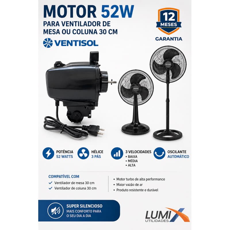 MOTOR turbo 30CM VENTISOL 52w potência