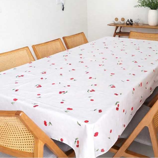 Toalha de Mesa Estampada Cereja Algodão Percal 180 Fios 8 Lugares Retangular