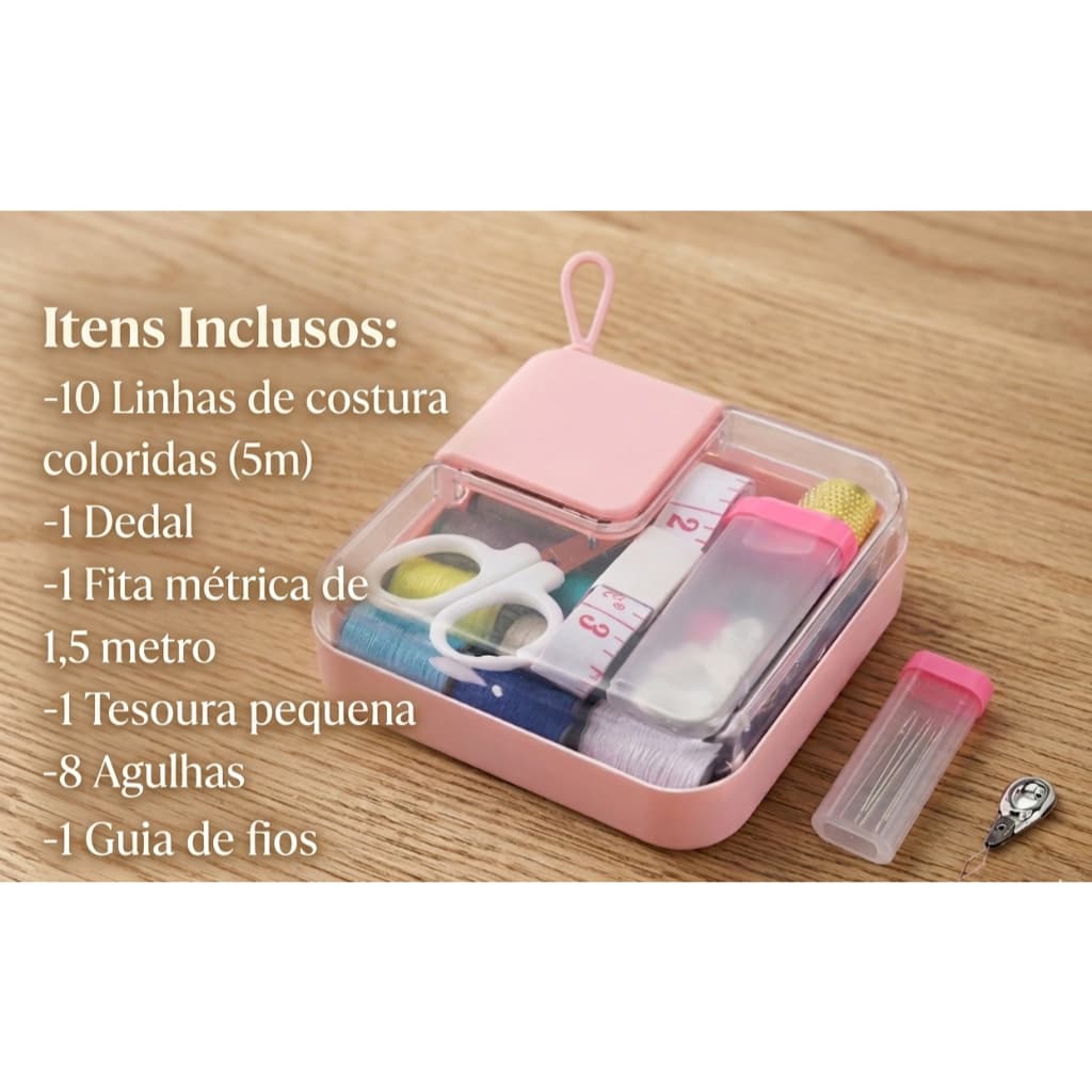 Kit Costura Portátil Mini Estojo Completo com Acessórios Compacto  Prático  Fácil de Transportar