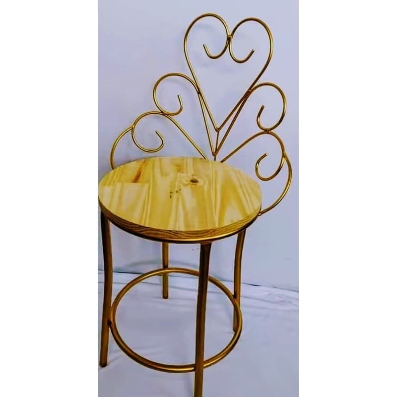 Mini Cadeira De Decoração Suporte Para Vasos De Plantas Cadeirinha Infantil Ferro/Madeira