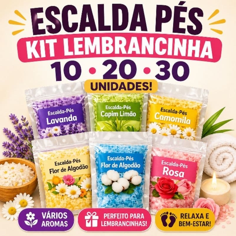 Escalda Pés Lembrancinha Mimo Kit 10/20/30 Relaxante Spa para Pés brinde cliente dia mães salão comércio empresa barato