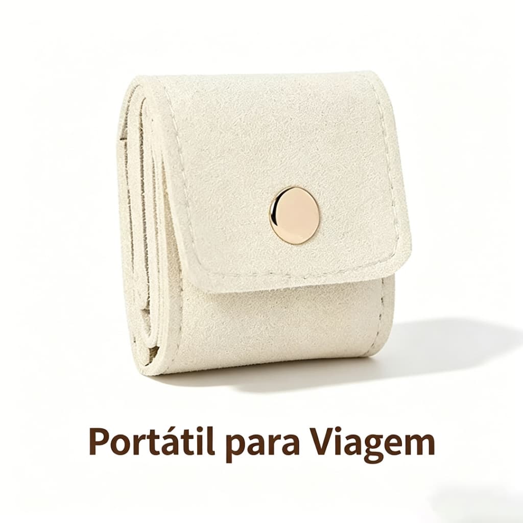 Carteira Portátil para Joias, Estojo de Couro para Anéis e Brincos, Ideal para Viagem e Organização