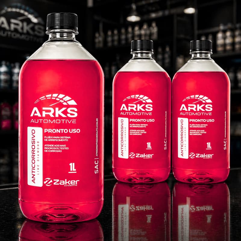 Kit Fluido Radiador Líquido Arrefecimento 3L Não Precisa Diluir Arks Rosa