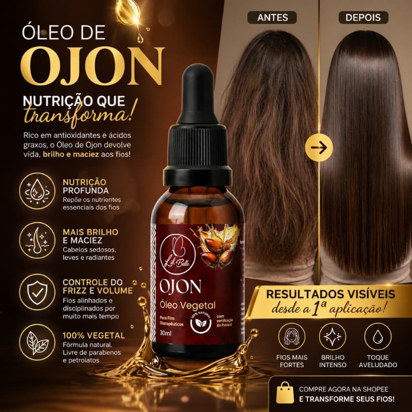 Óleo Vegetal de Ojon 30ml - Cabelos mais macios e sedosos