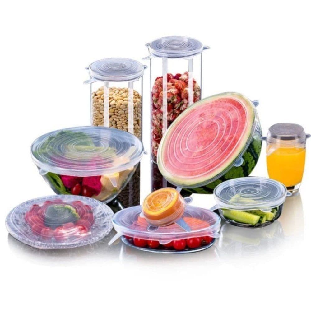 🚚 Envio rápido e seguro!!!!🔥 6 Tampas de Silicone Reutilizáveis – Vedação Perfeita para Seus Alimentos!