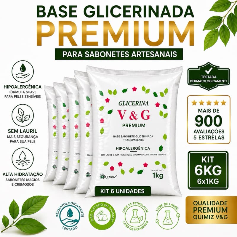 KIT 6 KG - BASE GLICERINA HIPOLERGENICA PREMIUM QUIMIZ V&G