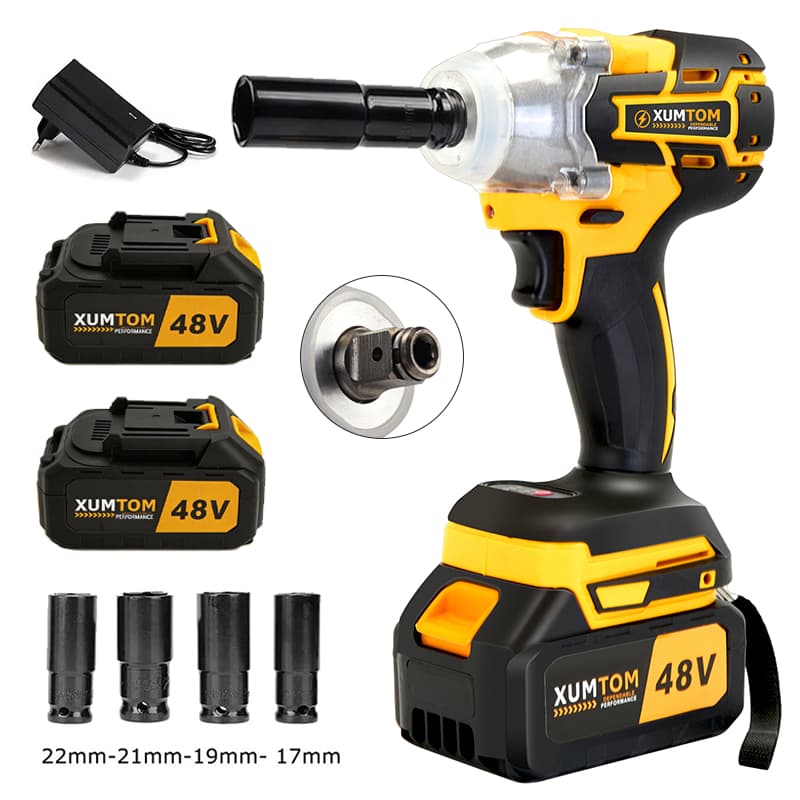 Chave De Impacto Brushless Sem Fio Parafusadeira Furadeira 450NM Com 2 Bateria 48V