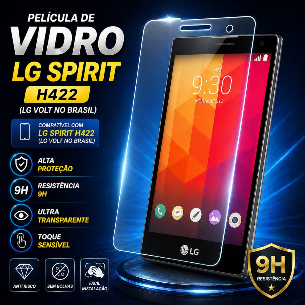 🔥 Película Vidro Temperado Transparente 9H LG Spirit H422 Volt - Proteção Invisível + Toque Original