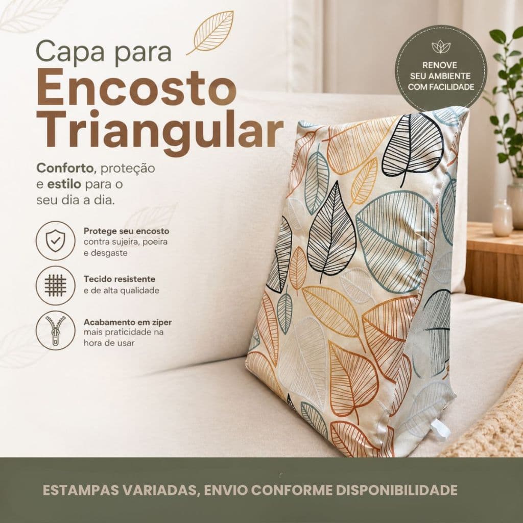 Capa Encosto Triangular Almofada Costas Estampas Variadas Conforto Apoio Lombar Decoração Sofá Cama Leve Removível