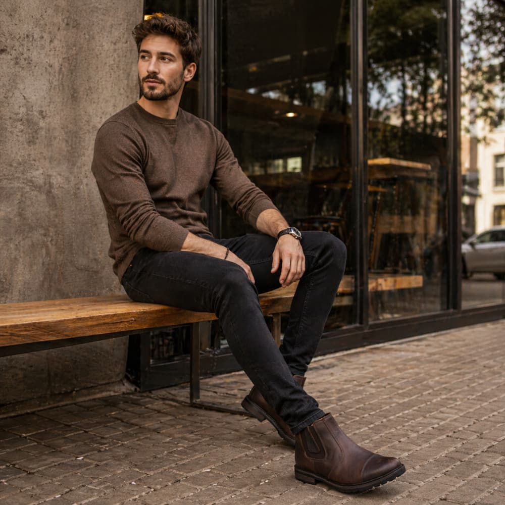Bota Casual Masculina chelsea Couro Confortável Estilo Elegante Botina Dia a Dia Moda