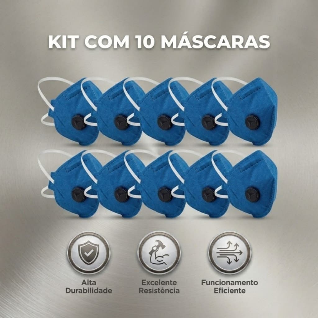 Kit 10 Máscaras PFF2 N95 Proteção Respiratória EPI Poeira Obra