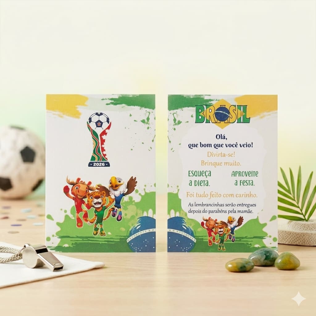 Plaquinha de Agradecimento Centro de Mesa Copa 2026
