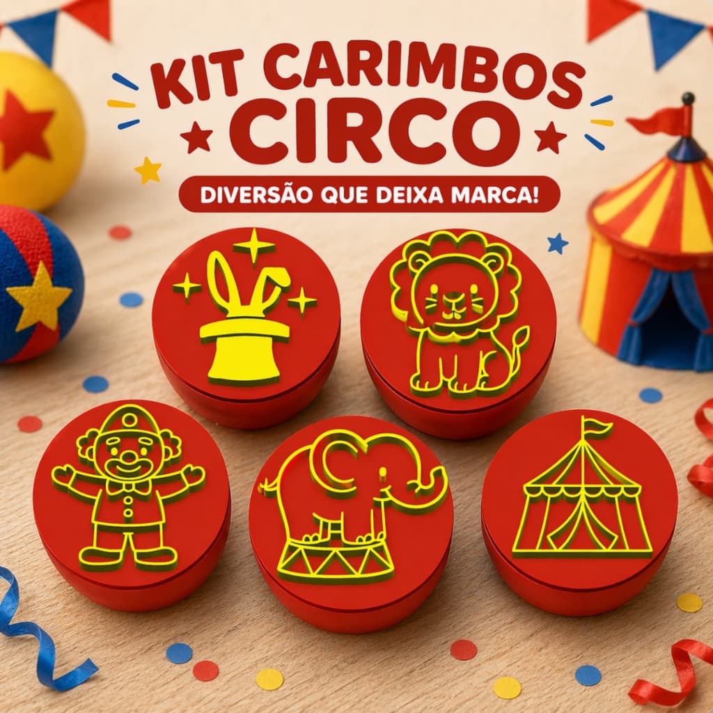Circo Kit 5 Carimbos de Brigadeiros Doces Docinhos Confeitaria Presente Lembrancinha Molde