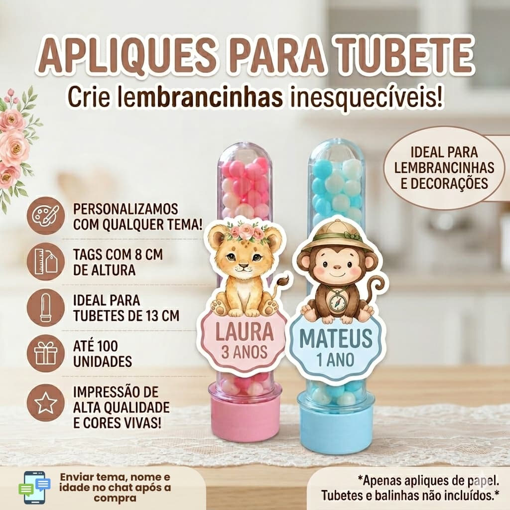 Aplique para tubete 13cm PERSONALIZADO QUALQUER TEMA para tubete para 3d topper docinhos- SEM TUBETE