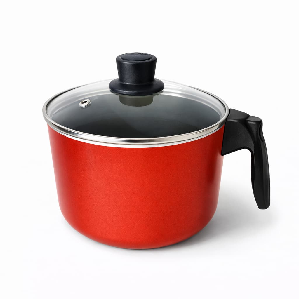 Caneco Fervedor 16 Cm Antiaderente Teflon Com Tampa De Vidro
