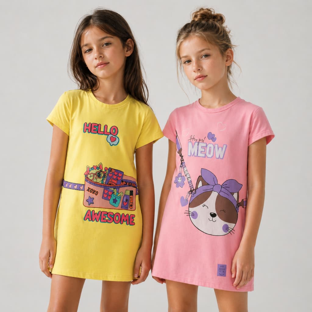 Kit 2 Vestidos Infantis Menina | 1 ao 8 Anos | Roupa Infantil Feminino Estampas Sortidas