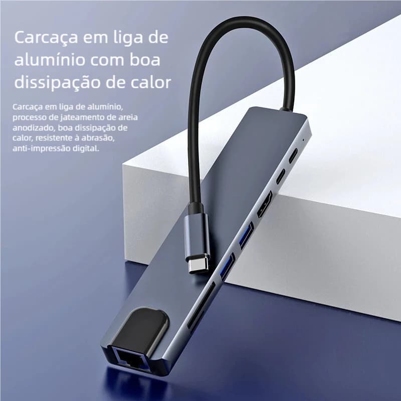 8 in 1 OTG Hub Docking Station Type C USB Multifunctional Fast Transfer for Computer HD SD Card