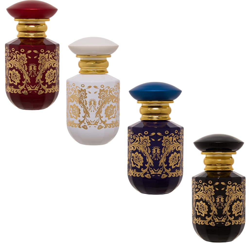 Kit Frascos Vidro Para Perfumes Arabe Sulrtan Super Luxo 50ml Sofisticação Cores Alta Resistencia