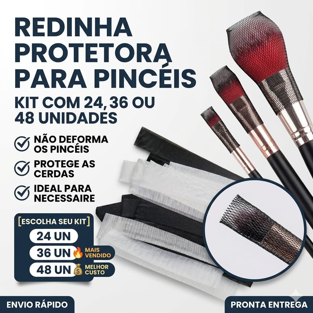 Redinha Para Pincéis Proteção Cerdas Maquiagem Kit